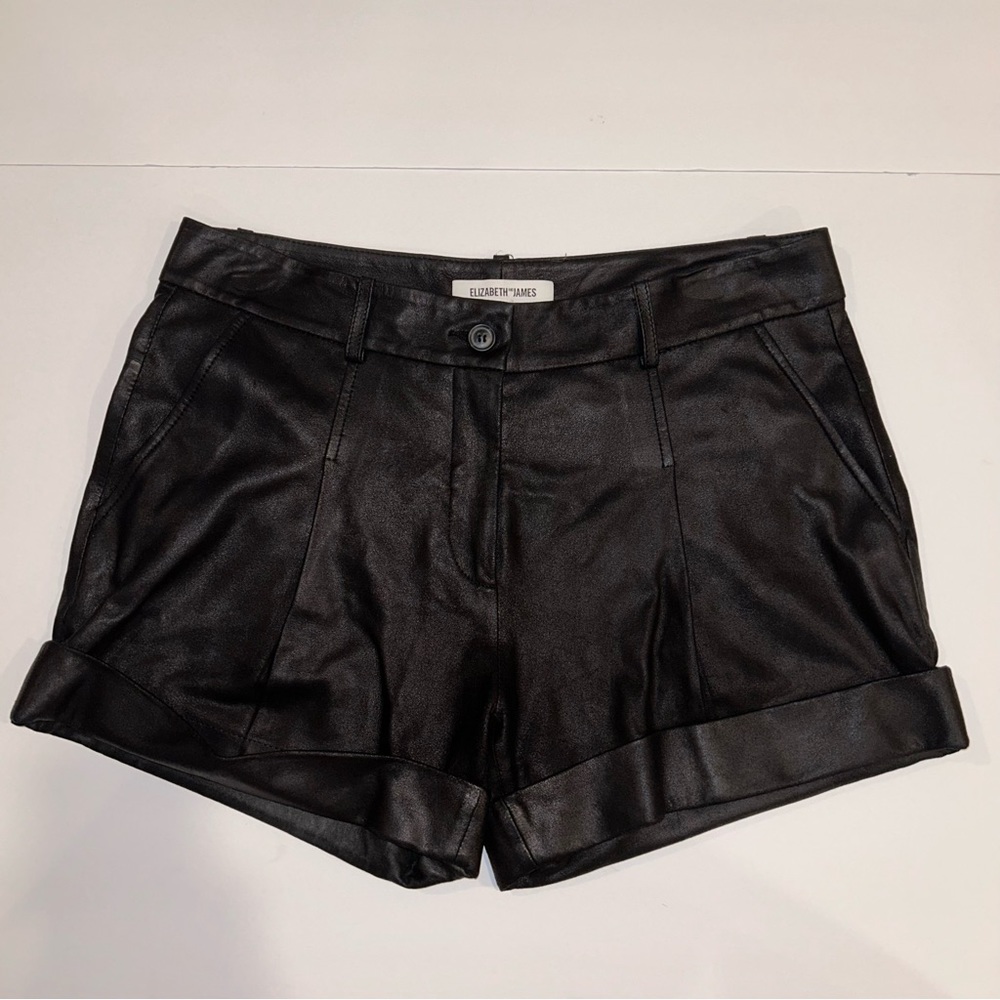 Elizabeth & James Black Lambskin Leather Shorts Size 6